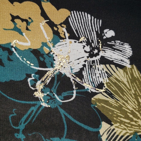 Avenue Floral Black Long Sleeve Top 22/24 Fly-Away Open Back - Picture 4 of 9